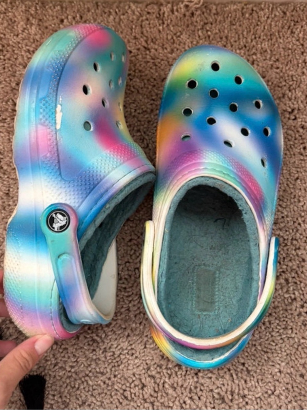 CROCS Kids Classic Clog - Rainbow Tie-Dye Blue Pink Purple